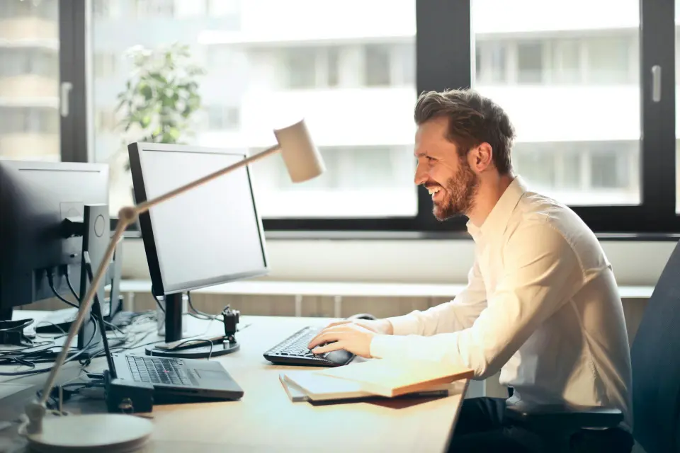 A PRO services consultant is having a video call meeting with their client.